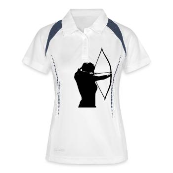 Weibliche Bogenschützin - Frauen Polo atmungsaktiv - Weiß/Navy - Vorne
