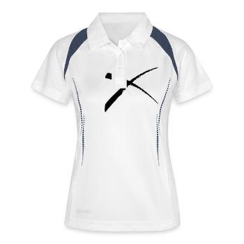 Kreuz-Pinselstrich - Frauen Polo atmungsaktiv - Weiß/Navy - Vorne