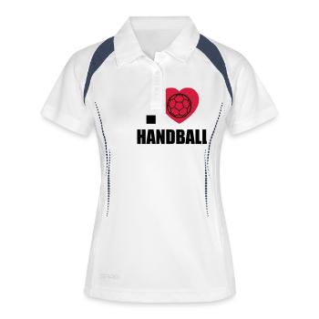 ich liebe handball - Frauen Polo atmungsaktiv - Weiß/Navy - Vorne