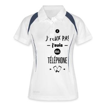 j'suis au téléphone - Polo respirant Femme - blanc/marine - Devant