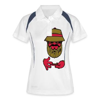 logo beard bob - Polo respirant Femme - blanc/marine - Devant