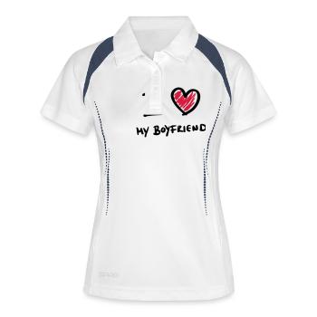 i_love_my_boyfriend_f2 - Polo respirant Femme - blanc/marine - Devant