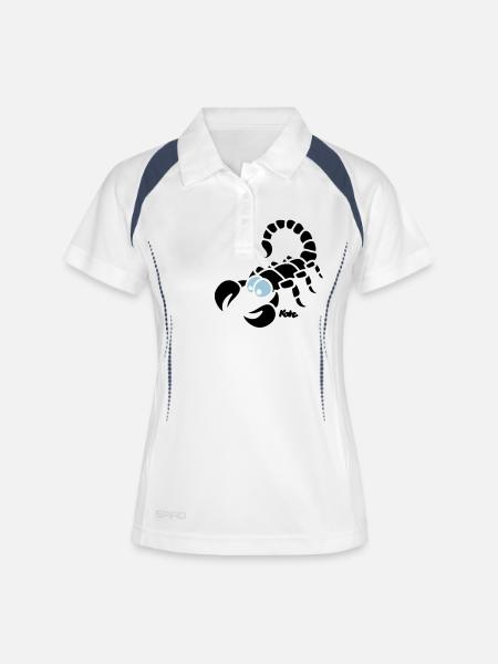 Skorpion (2c) - Scorpio - Frauen Polo atmungsaktiv - Weiß/Navy