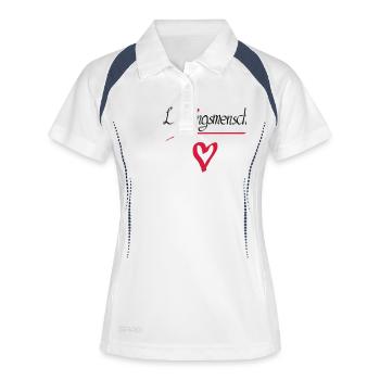 Lieblingsmensch Herz - Frauen Polo atmungsaktiv - Weiß/Navy - Vorne