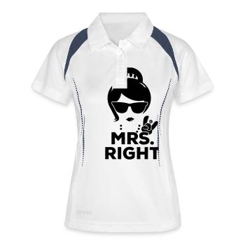 Paire correspondante drôle droit de M. et Mme - Polo respirant Femme - blanc/marine - Devant