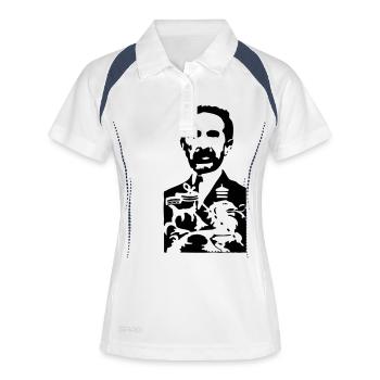 him_1clr_02 - Frauen Polo atmungsaktiv - Weiß/Navy - Vorne