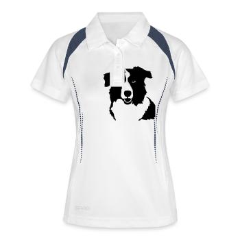 Border Collie - Polo respirant Femme - blanc/marine - Devant