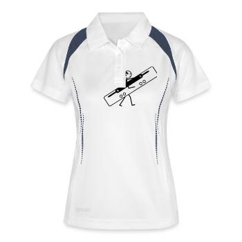 Heftstreifen - Frauen Polo atmungsaktiv - Weiß/Navy - Vorne