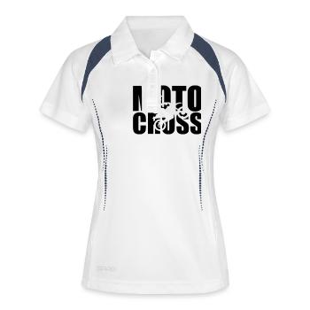 Motocross - Frauen Polo atmungsaktiv - Weiß/Navy - Vorne