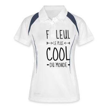 Patin / Pate / Patentochter / Patensohn - Frauen Polo atmungsaktiv - Weiß/Navy - Vorne