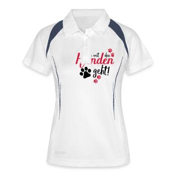 die mit den hunden geht - Frauen Polo atmungsaktiv - Weiß/Navy - Vorne