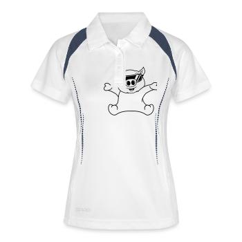 cool sonnenbrille sitzend freundlich klein kind ba - Frauen Polo atmungsaktiv - Weiß/Navy - Vorne
