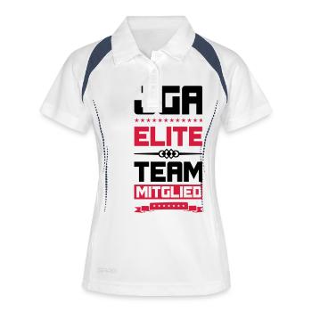 jga elite team - Frauen Polo atmungsaktiv - Weiß/Navy - Vorne