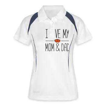 mom and dad i love - Frauen Polo atmungsaktiv - Weiß/Navy - Vorne