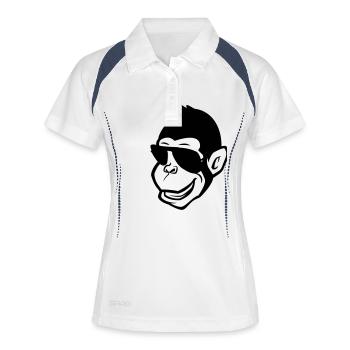 monkey cool comic - Frauen Polo atmungsaktiv - Weiß/Navy - Vorne
