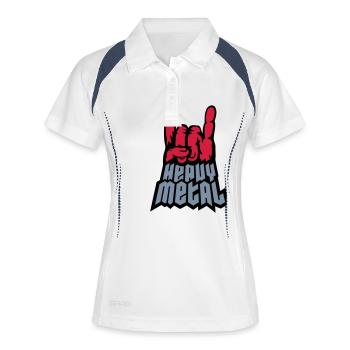 Signal de main du logo Heavy Metal - Polo respirant Femme - blanc/marine - Devant