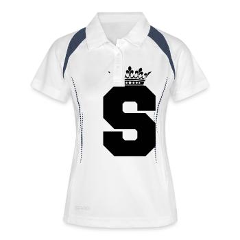 buchstabe S Krone - Frauen Polo atmungsaktiv - Weiß/Navy - Vorne