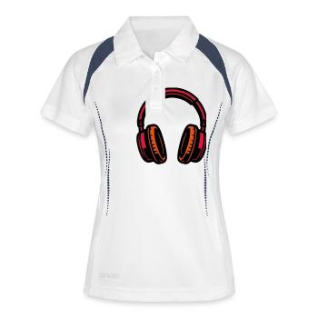 Musique d’icône de casque - Polo respirant Femme - blanc/marine - Devant