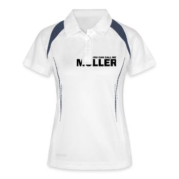 you can call me müller - Frauen Polo atmungsaktiv - Weiß/Navy - Vorne