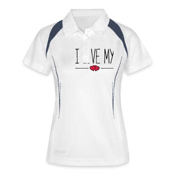 i love my - Frauen Polo atmungsaktiv - Weiß/Navy - Vorne