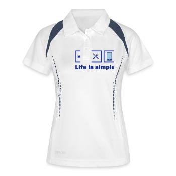 lifeissimple_handy - Frauen Polo atmungsaktiv - Weiß/Navy - Vorne