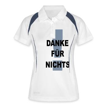 danke für nichts - Frauen Polo atmungsaktiv - Weiß/Navy - Vorne