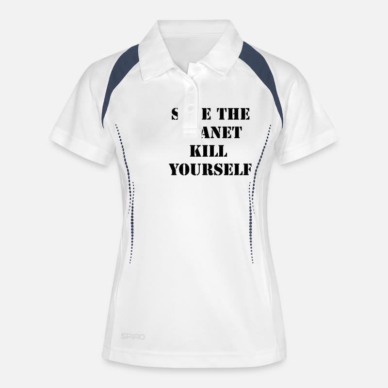 save the planet kill yourself - Women's Polo breathable - white/navy