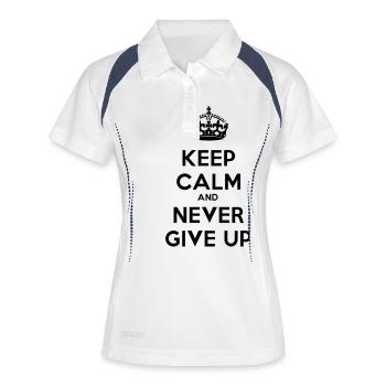 keep calm and never give up - Polo respirant Femme - blanc/marine - Devant