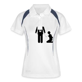 BDSM Master - Frauen Polo atmungsaktiv - Weiß/Navy - Vorne