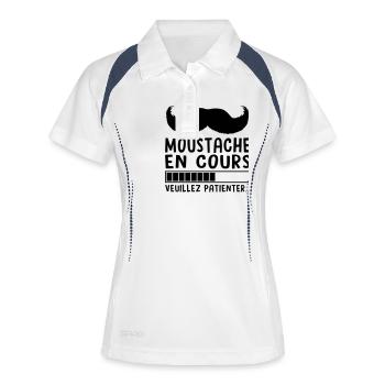 MOUSTACHE EN COURS - Polo respirant Femme - blanc/marine - Devant