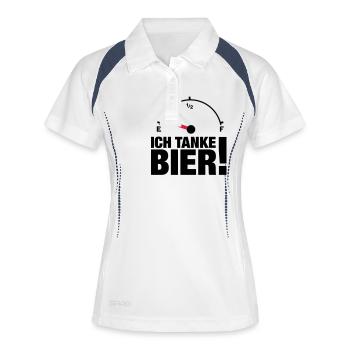 ich_tanke_bier__f2 - Frauen Polo atmungsaktiv - Weiß/Navy - Vorne