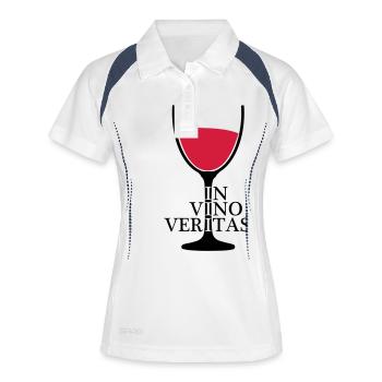 IN VINO VERITAS 2c verre de vin - Polo respirant Femme - blanc/marine - Devant