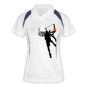 Basketball - Frauen Polo atmungsaktiv - Weiß/Navy - Vorne