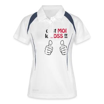 C'est moi le boss ! Humour / Citation / Blague - Polo respirant Femme - blanc/marine - Devant