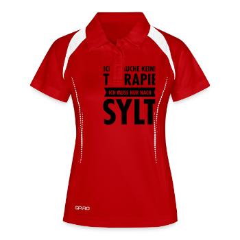 Ich Brauche Keine Therapie, Ich Muss Nur Nach Sylt - Frauen Polo atmungsaktiv - Weiß/Navy - Vorne