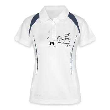 happy family (b) - Polo respirant Femme - blanc/marine - Devant