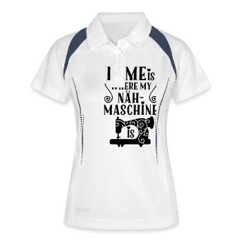 Home is where my Nähmaschine is - Frauen Polo atmungsaktiv - Weiß/Navy - Vorne