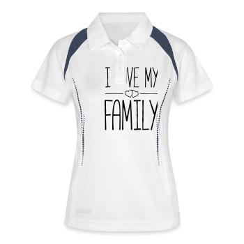 i love my family - Frauen Polo atmungsaktiv - Weiß/Navy - Vorne