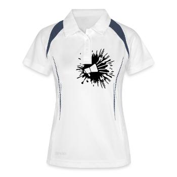 Gouttes de couleur splash symbole de mégaphone - Polo respirant Femme - blanc/marine - Devant