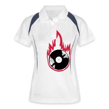 Musique de disque vinyle Fire - Polo respirant Femme - blanc/marine - Devant