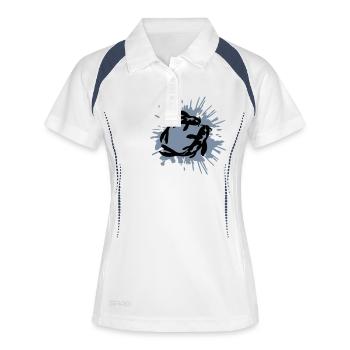 Éclaboussures de couleur 2 poissons koi - Polo respirant Femme - blanc/marine - Devant
