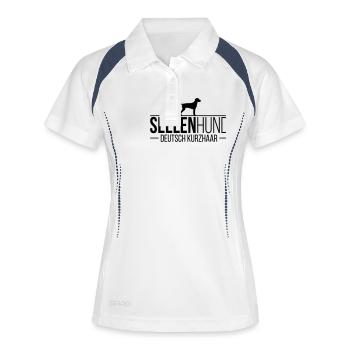 DEUTSCH KURZHAAR Seelenhund - Frauen Polo atmungsaktiv - Weiß/Navy - Vorne