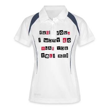 Fuck You I Won't... 2C - Frauen Polo atmungsaktiv - Weiß/Navy - Vorne