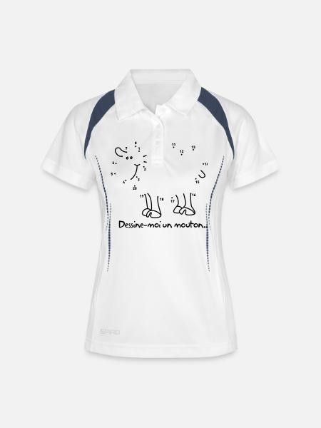 Dessine moi un mouton - petit prince - Polo respirant Femme - blanc/marine