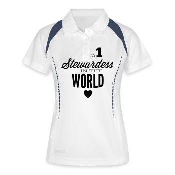 Meilleure hôtesse de l'air du monde - Polo respirant Femme - blanc/marine - Devant