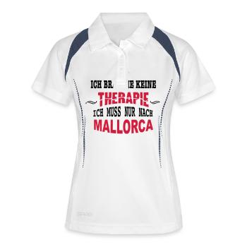 THERAPIE Mallorca SONNE - Frauen Polo atmungsaktiv - Weiß/Navy - Vorne