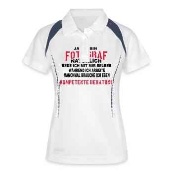 Fotograf Beratung - Frauen Polo atmungsaktiv - Weiß/Navy - Vorne