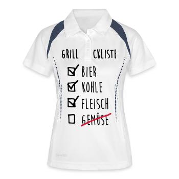 Grill Checkliste - Frauen Polo atmungsaktiv - Weiß/Navy - Vorne