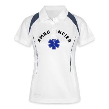 ambulancier logo - Polo respirant Femme - blanc/marine - Devant