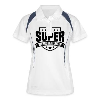 Super Werkstattleiter - Frauen Polo atmungsaktiv - Weiß/Navy - Vorne